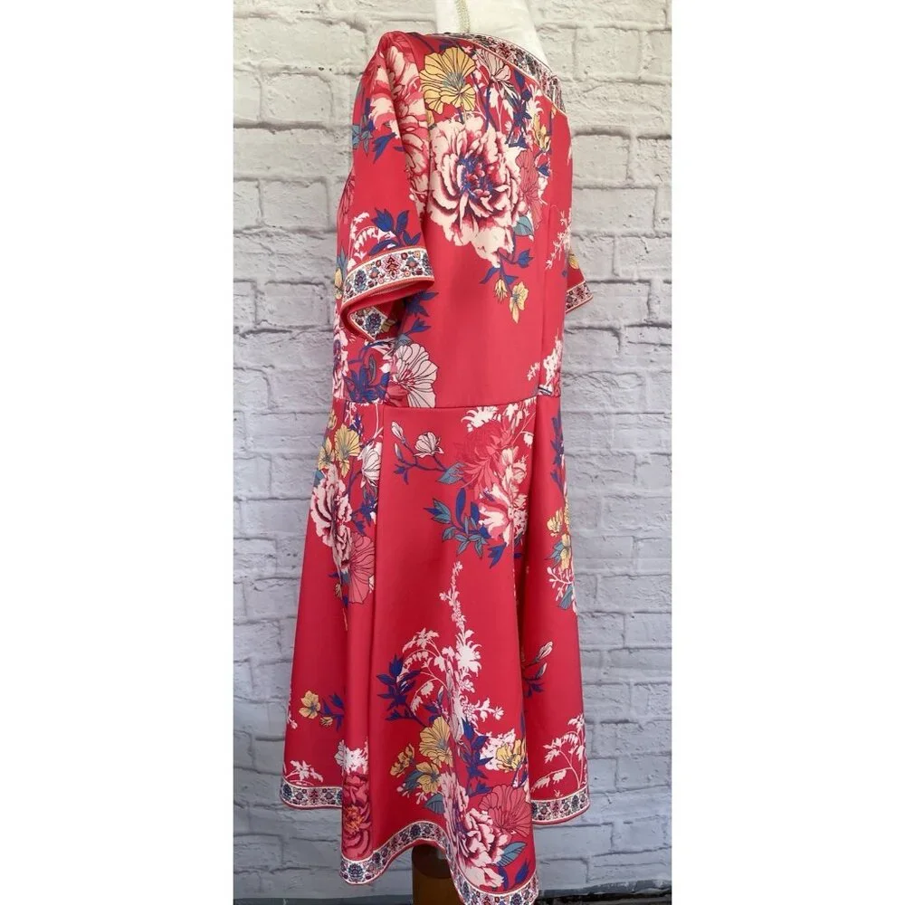 Women’s FLYING TOMATO Orange Dress Size 1X Floral Design Short Sleeve - Picture 5 of 12